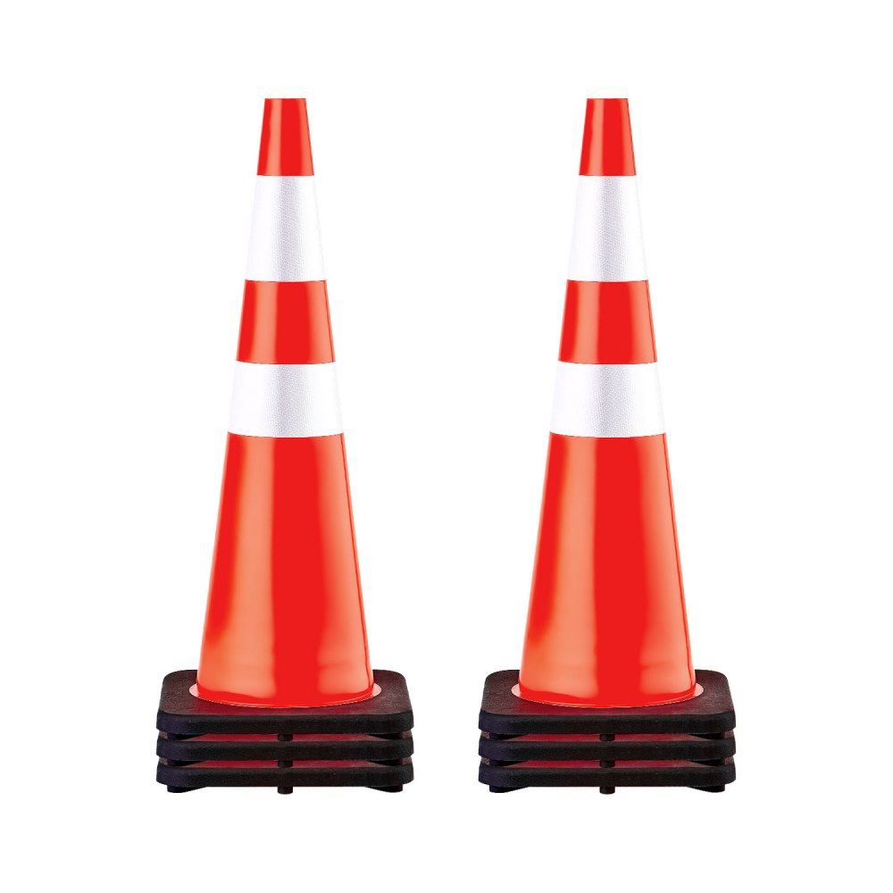VEVOR 6Pack 36" Traffic Cones, Safety Road Parking Cone with Black Weighted Base, PVC Orange Traffic Safety Cones