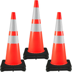 VEVOR 6Pack 36" Traffic Cones, Safety Road Parking Cone with Black Weighted Base, PVC Orange Traffic Safety Cones