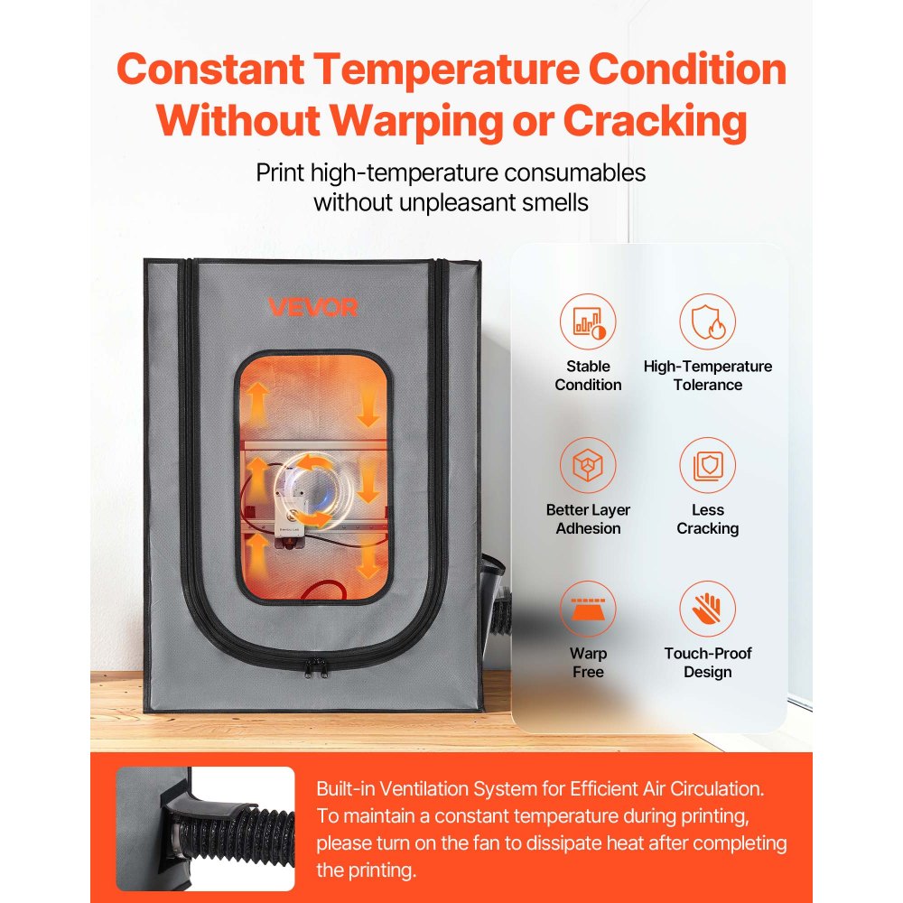 VEVOR 3D Printer Enclosure with Ventilation, Dustproof Waterproof Oxford Cloth Resin 3D Printer Tent, Constant
