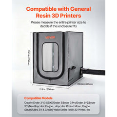 VEVOR 3D Printer Enclosure with Ventilation, Dustproof Waterproof Oxford Cloth Resin 3D Printer Tent, Constant