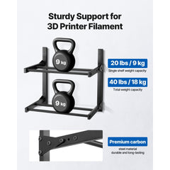 VEVOR Wall Mount Printer Filament Storage Rack, 2-Tier Wall Bracket Storage Shelf, Rolling Filament Spool Holders Racks