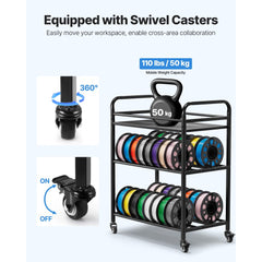 VEVOR 3D Printer Filament Storage Rack, 3 Tier Heavy Duty Storage Shelf, Rolling Filament Spool Holders Racks with