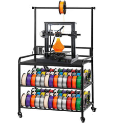 VEVOR 3D Printer Filament Storage Rack, 3 Tier Heavy Duty Storage Shelf, Rolling Filament Spool Holders Racks with