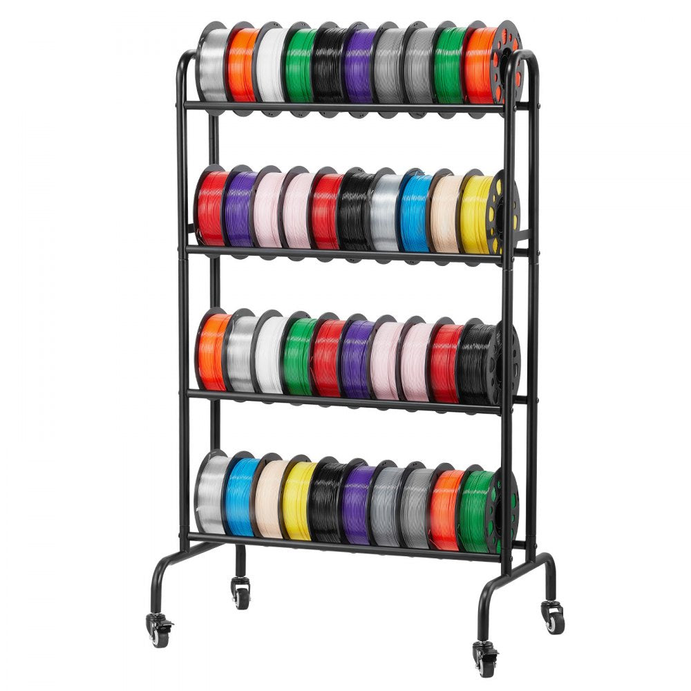 VEVOR 3D Printer Filament Storage Rack, 4 Tier Heavy Duty Storage Shelf, Rolling Filament Spool Holders Racks with