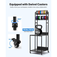 VEVOR 3D Printer Filament Storage Rack, 4-Tier 3D Printer Stand with Filament Storage, Spools Holder Racks Cart with