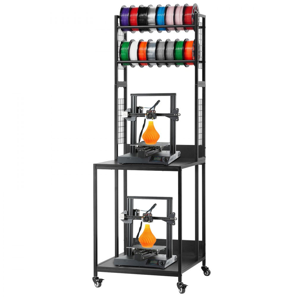 VEVOR 3D Printer Filament Storage Rack, 4-Tier 3D Printer Stand with Filament Storage, Spools Holder Racks Cart with
