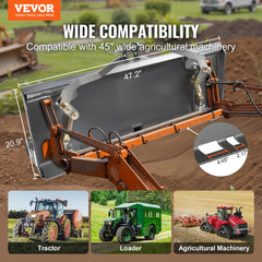 VEVOR Universal 3-point Skid Steer Plate, 3/8" Skid Steer Attachment Plate, 7000lbs Skid Steer Mount Plate Steel