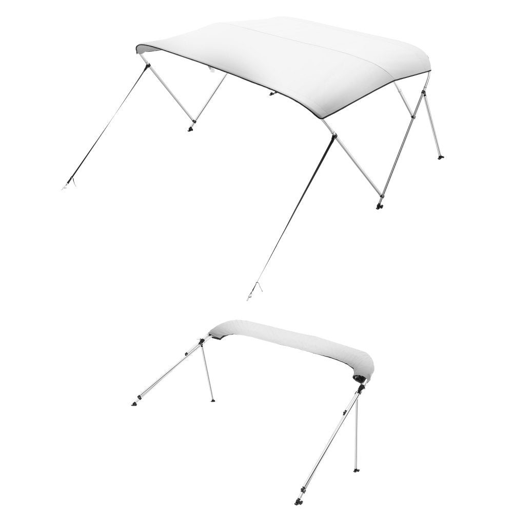 VEVOR 3 Bow Boat Bimini Tops, 600D Polyester Canopy with Aluminum Alloy Frame, Waterproof & Sun Shade Boat Awning