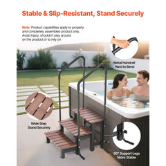 VEVOR Hot Tub Steps with Handrail, 3-Step Spa Outdoor Stairs, Heavy Duty 25.2 inch Wide Above-Ground/Inflatable Pool