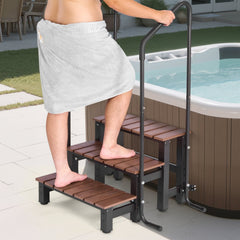 VEVOR Hot Tub Steps with Handrail, 3-Step Spa Outdoor Stairs, Heavy Duty 25.2 inch Wide Above-Ground/Inflatable Pool