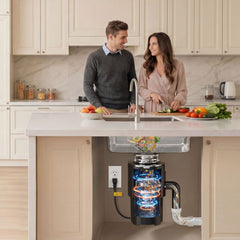VEVOR Food Waste Garbage Disposal, 3/4HP 1500RPM AC Motor, Continuous Feed Kitchen Sink Garbage Disposer, 3-Bolt Mount