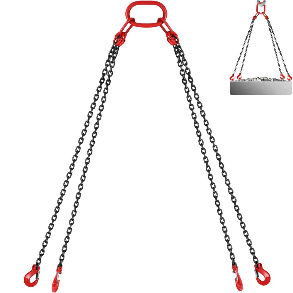 VEVOR Chain Sling, 5/16 inch x 10 ft Lifting Chains with Hooks, G80 Engine Chain Hoist Lifts, 11000 lbs/5 Ton Capacity