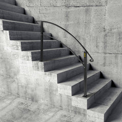 VEVOR 4-Step Handrail Fits 1 or 4 Steps Matte Black Stair Rail Wrought Iron Handrail with Installation Kit Hand Rails