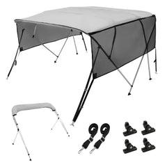 VEVOR 4 Bow Bimini Top Boat Cover, Detachable Mesh Sidewalls, 600D Polyester Canopy with 1" Aluminum Alloy Frame
