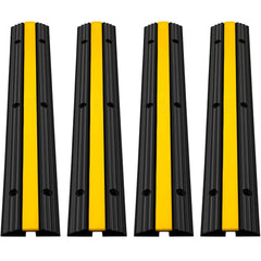 VEVOR 4 Pack of 1-Channel Rubber Cable Protector Ramps Heavy Duty 22046Lbs Load Capacity Cable Wire Cord Cover Ramp