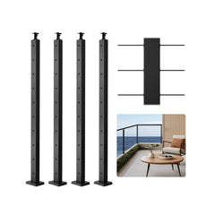 VEVOR 4-Pack Cable Railing Post, 36x2x2 In Horizontal-Hole Deck Railing Post with Pre-Drilled Holes, Stainless Steel