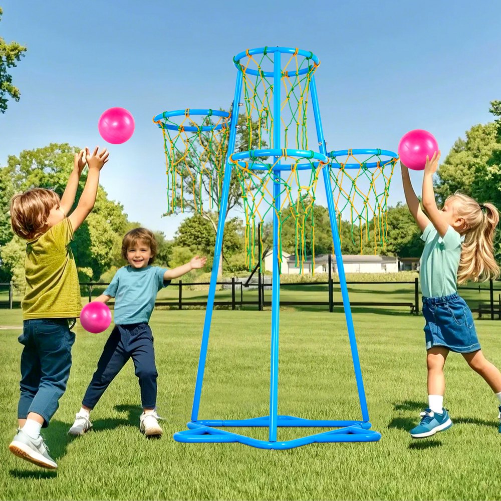 VEVOR Kids Basketball Hoop, 4-Hoop Child Basketball Hoops, Portable Basketball Stand with Adjustable Heights and 3
