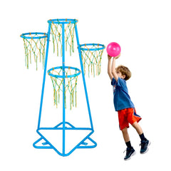 VEVOR Kids Basketball Hoop, 4-Hoop Child Basketball Hoops, Portable Basketball Stand with Adjustable Heights and 3
