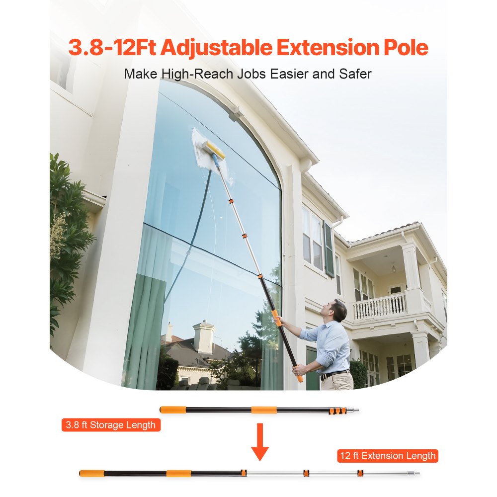 VEVOR Telescopic Extension Pole, 3.8-12 FT Multi-Purpose Extendable Pole, Sturdy Aluminum Alloy Paint Pole Extension