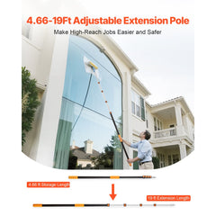 VEVOR Telescopic Extension Pole, 4.66-19 FT Multi-Purpose Extendable Pole, Sturdy Aluminum Alloy Paint Pole Extension