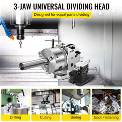 VEVOR Dividing Head BS-0 5Inch 3 Jaw Chuck Dividing Head Set Precision Semi Universal Dividing Head for Milling Machine