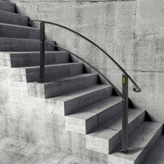 VEVOR Handrails for Outdoor Steps, Fit 1 or 5 Steps Outdoor Stair Railing, Black Wrought Iron Handrail, Flexible Front