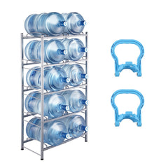 VEVOR 5 Tiers Water Jug Holder, 5 Gallon Water Bottle Holder, Double Row Water Bottle Rack for 10 Bottles, Heavy Duty