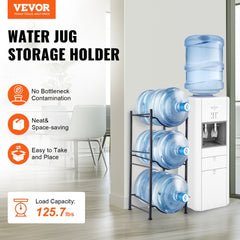 VEVOR 3 Tiers Water Jug Holder, 5 Gallon Water Bottle Holder, Single Row Water Bottle Rack for 3 Bottles, Heavy Duty