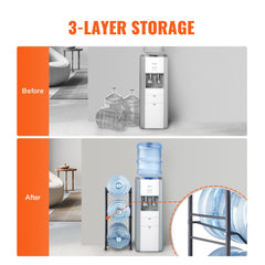 VEVOR 3 Tiers Water Jug Holder, 5 Gallon Water Bottle Holder, Single Row Water Bottle Rack for 3 Bottles, Heavy Duty