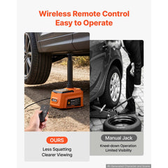 VEVOR 5T Cordless Electric Car Jack with Air Wrench & 2PCS Batteries, 12V Remote Control Hydraulic Car Floor Jack