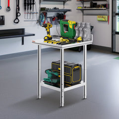 VEVOR 24 x 24 x 35 Inch Stainless Steel Work Table, Commercial Food Prep Worktable Heavy Duty Prep Worktable, Metal