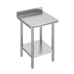 VEVOR 24 x 24 x 35 Inch Stainless Steel Work Table, Commercial Food Prep Worktable Heavy Duty Prep Worktable, Metal