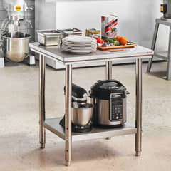 VEVOR Stainless Steel Prep Table, 24 x 30 x 31 Inch, 700 lbs Load Capacity, Heavy Duty Metal Worktable with 3