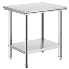 VEVOR Stainless Steel Prep Table, 24 x 30 x 31 Inch, 700 lbs Load Capacity, Heavy Duty Metal Worktable with 3