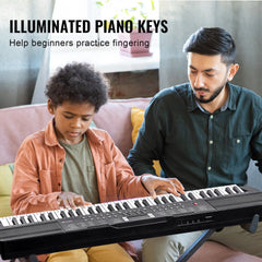 VEVOR 61 Key Digital Keyboard Piano, 200 Tones 200 Rhythms, Electric Portable Piano Keyboard Kit with 60 Demo Songs