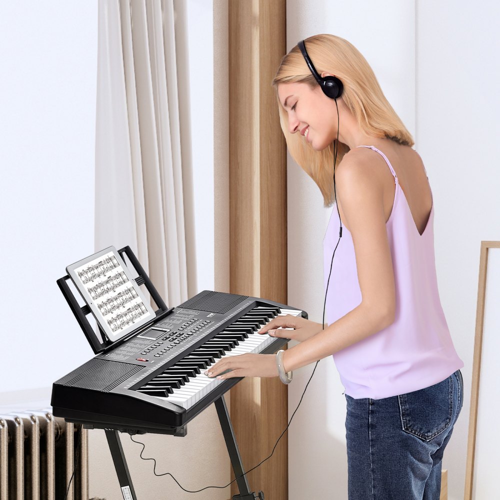 VEVOR 61 Key Digital Keyboard Piano, 200 Tones 200 Rhythms, Electric Portable Piano Keyboard Kit with 60 Demo Songs
