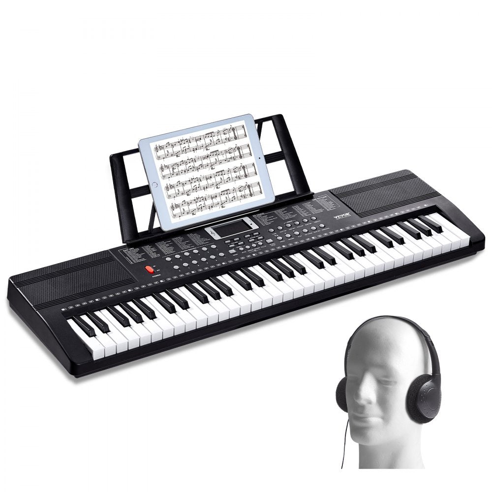 VEVOR 61 Key Digital Keyboard Piano, 200 Tones 200 Rhythms, Electric Portable Piano Keyboard Kit with 60 Demo Songs