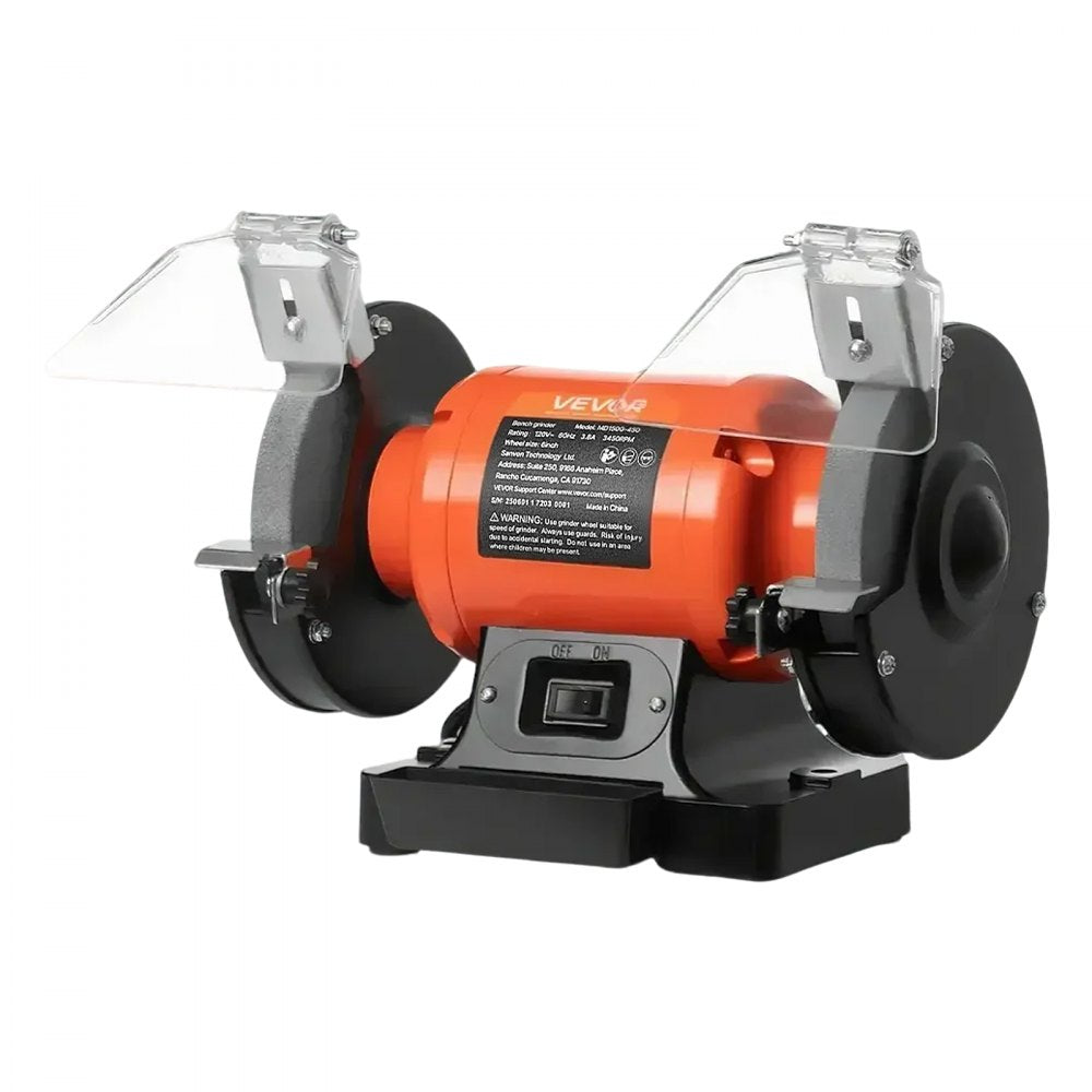 VEVOR Bench Grinder, 6-inch Single Speed Bench Grinder, 3450RPM High-Speed Table Grinders with 450W 3.8A Induction