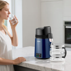 VEVOR Water Distiller, 6L 1.6 Gallon Larger Pure Water Purifier Filter For Home Table Countertop, 900W Glass Pot