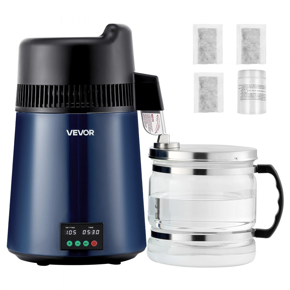 VEVOR Water Distiller, 6L 1.6 Gallon Larger Pure Water Purifier Filter For Home Table Countertop, 900W Glass Pot
