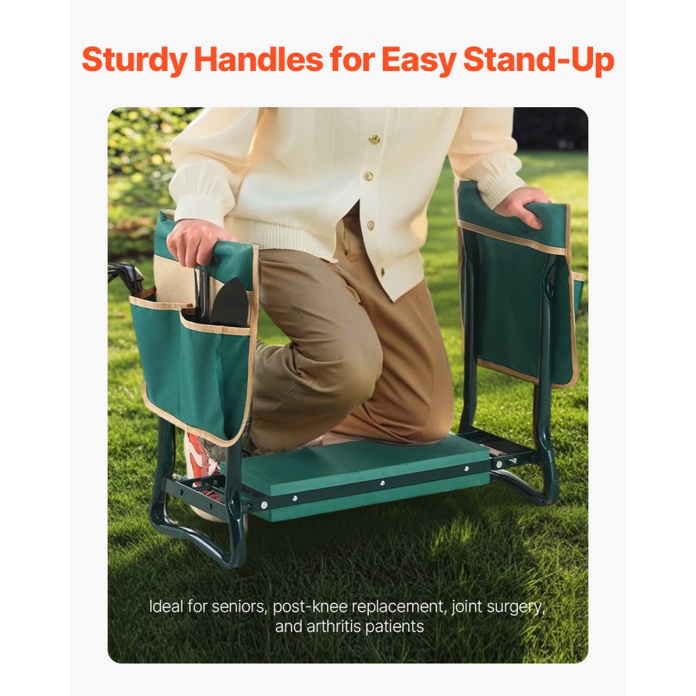 VEVOR Garden Kneeler and Seat, 6 in Wide Kneeling Pad, Heavy Duty Garden Kneeling Stool, Folding Garden Seat with 2
