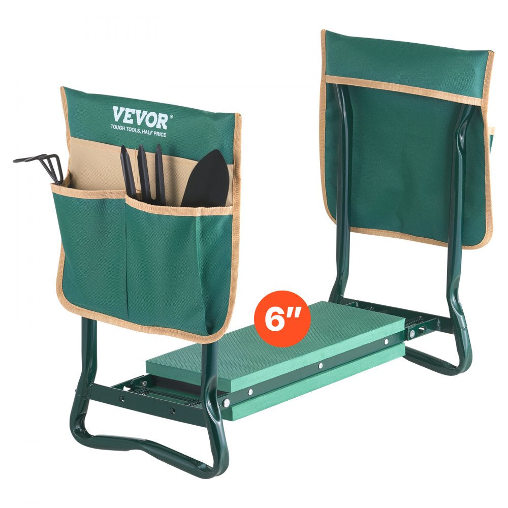 VEVOR Garden Kneeler and Seat, 6 in Wide Kneeling Pad, Heavy Duty Garden Kneeling Stool, Folding Garden Seat with 2