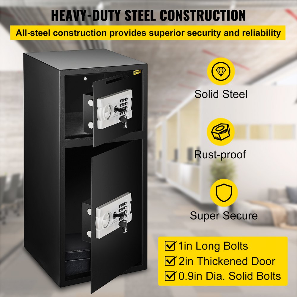 VEVOR Large Double Door Security Safe Box 2.6 Cubic Feet Steel Safe Box Strong Box with Digital Lock for Money Gun