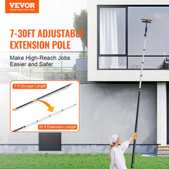 VEVOR Telescoping Pole, 7 to 30 FT Pole, Extension Multi-Purpose Pole, Sturdy Aluminum Alloy Paint Extendable Pole with