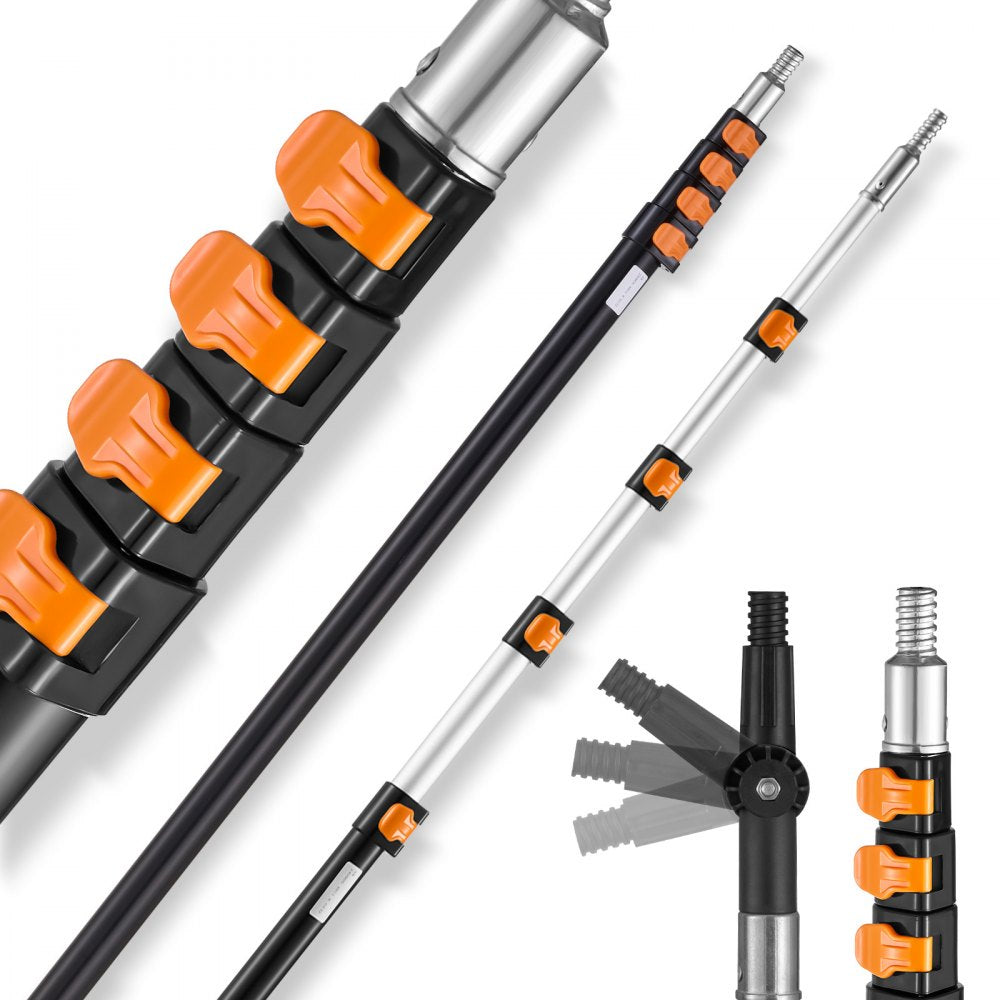VEVOR Telescoping Pole, 7 to 30 FT Pole, Extension Multi-Purpose Pole, Sturdy Aluminum Alloy Paint Extendable Pole with