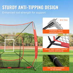 VEVOR 7x7 ft Baseball Softball Practice Net, Portable Baseball Training Net for Hitting Batting Catching Pitching