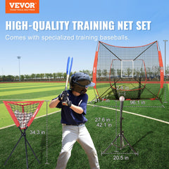 VEVOR 7x7 ft Baseball Softball Practice Net, Portable Baseball Training Net for Hitting Catching Pitching, Backstop