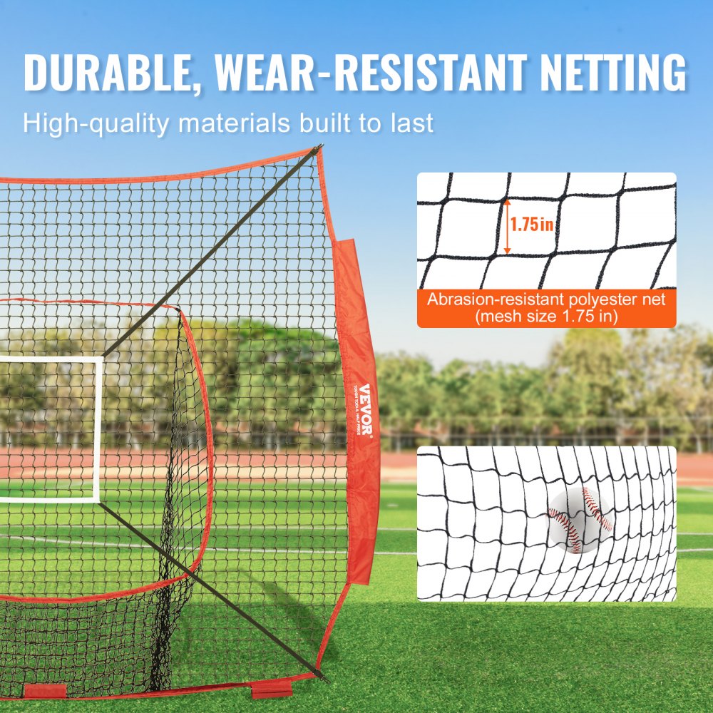 VEVOR 7x7 ft Baseball Softball Practice Net, Portable Baseball Training Net for Hitting Batting Catching Pitching