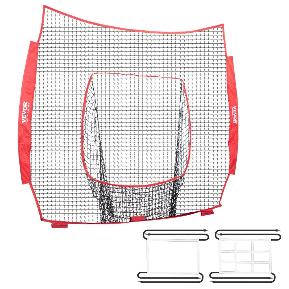 VEVOR 7x7 ft Baseball Softball Practice Net, Portable Baseball Training Net for Hitting Batting Catching Pitching