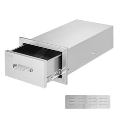VEVOR 14x8.5 Inch Outdoor Kitchen Drawers Stainless Steel, Flush Mount Double Drawers,14W x 8.5H x 23D Inch, with